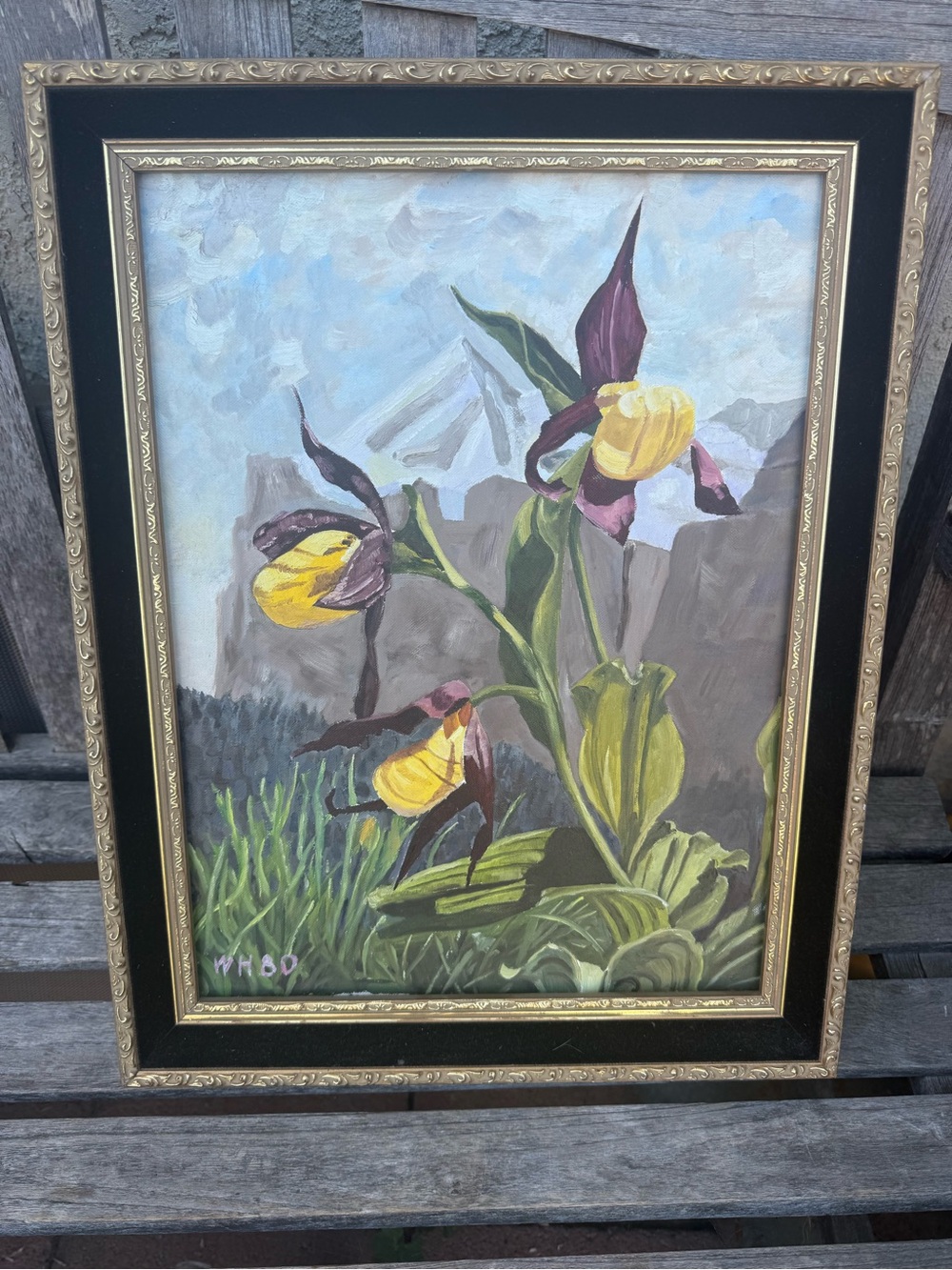 Framed Yellow and Purple Floral Oil Painting - Home Art